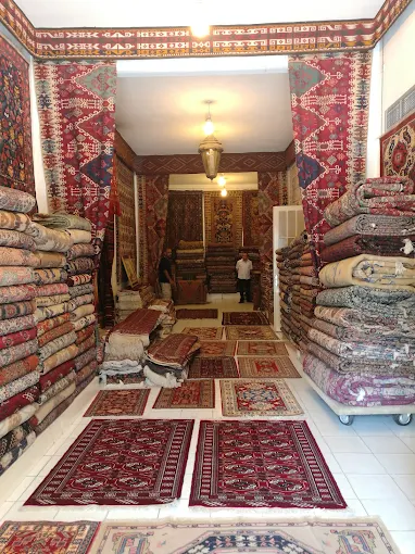 Showroom interior with carpets laid on the floor